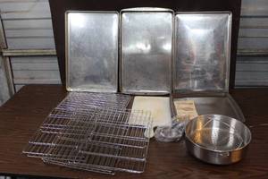 lot 7 image: cake baking pans and cooling racks