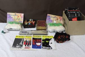 lot 25 image: 2 packs of frog lights and a few play bills a rolling ruler and some decorative turkeys and more see pictures
