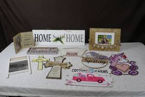 lot 77 image: Wood signs and picture frames see all pictures