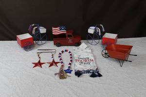 lot 79 image: Red white and blue lot has two 3 wheel bikes truck and much more see pictures