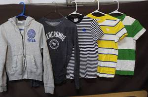 lot 90 image: Abercrombie lot of T-shirts and jacket size large kids