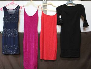 lot 92 image: Dresses ranging in sizes x-small to large. Brands like Calvin KleinB.DarlinFashion Novapapaya
