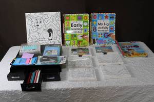 lot 101 image: Painting canvases  some comes with paint see all pictures and learning books and more see pictures