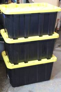 lot 131 image: Lot of 3 (27gal) totes this is X3 the bid