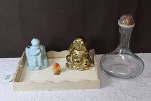 lot 155 image: Would tray with two Buddhas and more see pictures