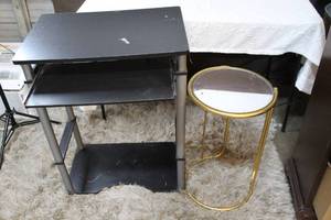 lot 229 image: Small computer desk and side table with mirror top