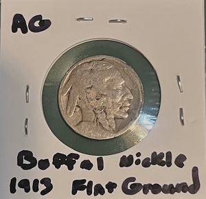 lot 13 image: 1913 Buffalo Nickel (AG) - Flat Ground