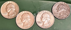 lot 18 image: Four (4) Silver Washington Quarters 1955-62 (Bid is times the quantity of 4)