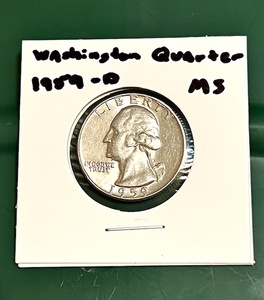 lot 19 image: 1959- D Silver Washington Quarter - Mint Shape (MS)