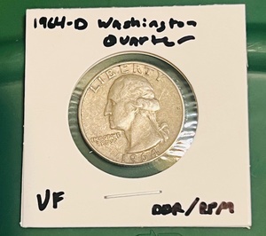 lot 57 image: 1964-D Washington Quarter - DDR-RPM