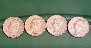 lot 58 image: Four (4) Silver Washington Quarters (Bid is times the quantity of 4)