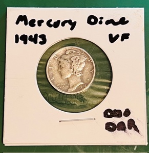 lot 64 image: 1943 Silver Mercury Dime (VF) DDODDR