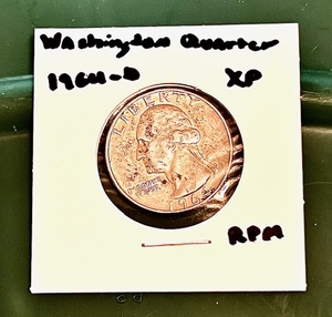 lot 60 image: 1964-D Silver Washington Quarter WRepunched Mint Mark (RPM)