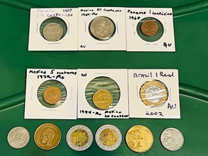 lot 73 image: Twelve (12) 1907- 2002 Mexico, Central, &amp South American Coins - Including 1907 Panama 2 13 Centesmos Coin