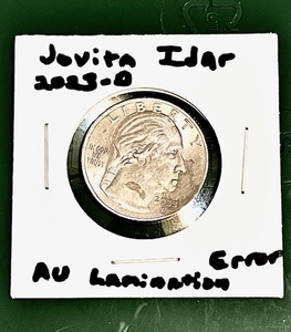 lot 76 image: 2023-D Jovita Quarter - Obverse Lamination Error