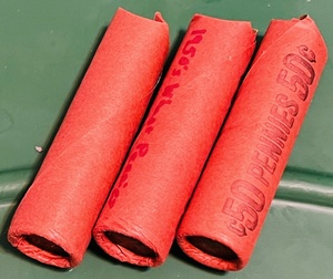 lot 80 image: Three (3) Rolls of 1950s Wheat Pennies (Bid is time&nbspquantity of 3)