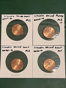 lot 95 image: Four (4) Potential High Grade UncirculatedMint State Cents - 2017-D &amp (x3) 2020-D