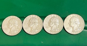 lot 103 image: Four (4) Silver 1964 Washington Quarters (Bid is times&nbspquantity of 4)