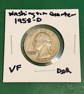 lot 104 image: 1958-D Silver Washington Quarter W DDR &amp RPM Errors