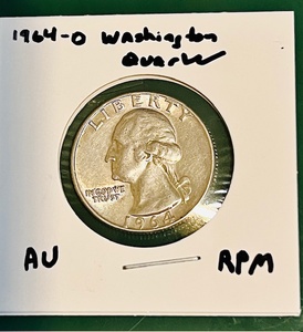 lot 147 image: 1964-D Silver Washington Quarter W Unique Repunched Mint Mark (RPM) Error