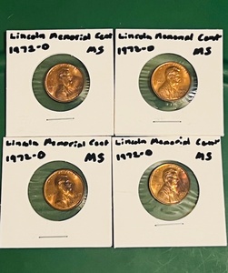 lot 121 image: Four (4) 1972-D UncirculatedMint State Lincoln Memorial Cents