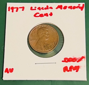 lot 124 image: 1977-D Lincoln Memorial Cent WRPM Error