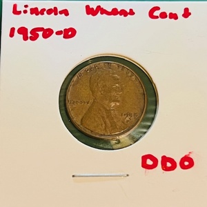 lot 140 image: 1950-D Lincoln Wheat Cent WObverse Die Crack &amp Double Die Obverse (DDO)