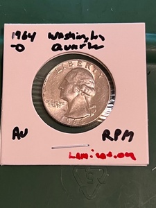 lot 157 image: 1964-D Silver Quarter WRPM &amp Die Break or Lamination Error