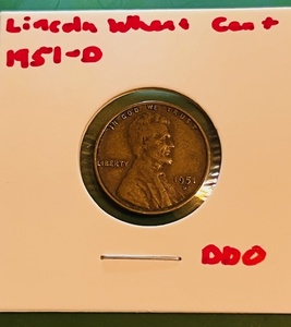 lot 166 image: 1951-D Lincoln Wheat Cent WDDO Error