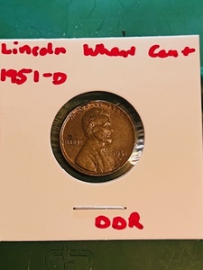 lot 168 image: 1951-D Lincoln Wheat Cent WDDR &amp Reverse Lamination Error