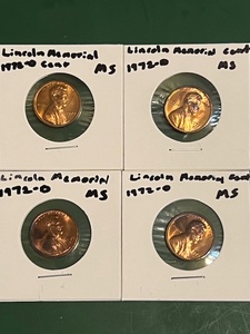 lot 171 image: (X4) 1972-D UncirculatedMint State Lincoln Memorial Cents