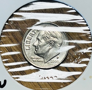 lot 185 image: 2000-P Roosevelt Dime W Broken Collar Error