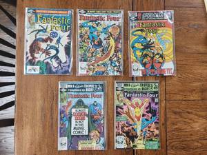 lot 109 image: Marvel Comics - Vintage 60 cent - 1980s - Fantastic Four - #s 235,236,237,238, and 239