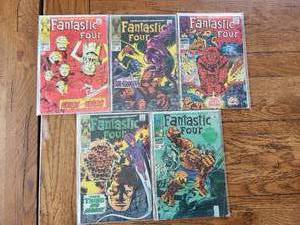lot 33 image: Marvel Comics - Fantastic Four 12 cent - #75, 76, 77, 78, 79 - Do not open stickers are not on comic