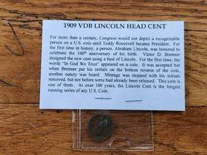 lot 34 image: 1909 VDB Lincoln head cent