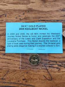 lot 110 image: 24Kt gold plated 2005 Keelboat Nickel
