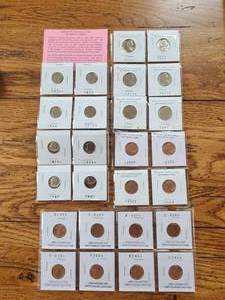 lot 71 image: Selection of Brilliant Uncirculated Jefferson Nickels, Roosevelt Dimes, Wheat Pennies, and Lincoln pennies -