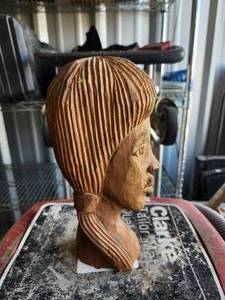 lot 76 image: Carved wood bust of girl