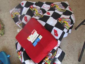 lot 128 image: kids race car blanket- new travel fleece blanket