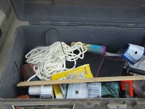 lot 132 image: victor tool box- plyers- staples and much more