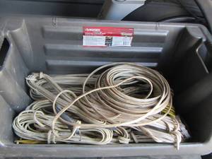 lot 203 image: grey tote of various wires
