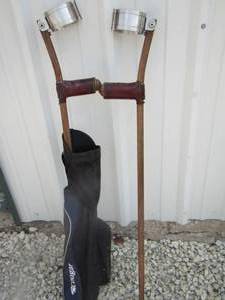 lot 216 image: qty 2 wooden arm walking sticks