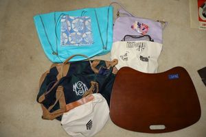 lot 39 image: Lap board, bags and leather purses