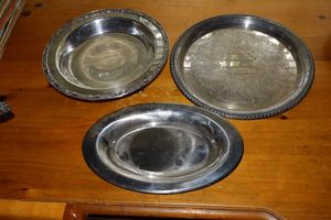 lot 37 image: Silver plated and stainless steel trays