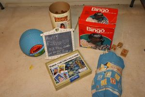 lot 84 image: Toys vintage block set, Frontier Logs, Bingo kit, playground ball and more