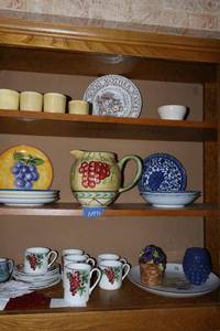 lot 171 image: Grape themed dishes mostly with sugar bowl as shown