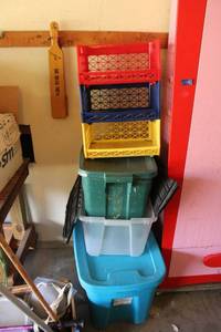 lot 294 image: Plastic totes and storage bins