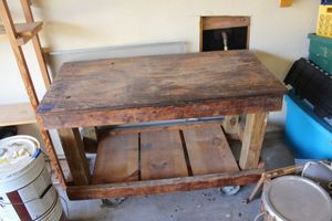 lot 293 image: Wood work table cart