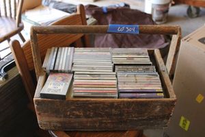 lot 304 image: Vintage wood tool box with CDs