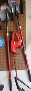 lot 308 image: Garden shovels and electric hedge trimmer